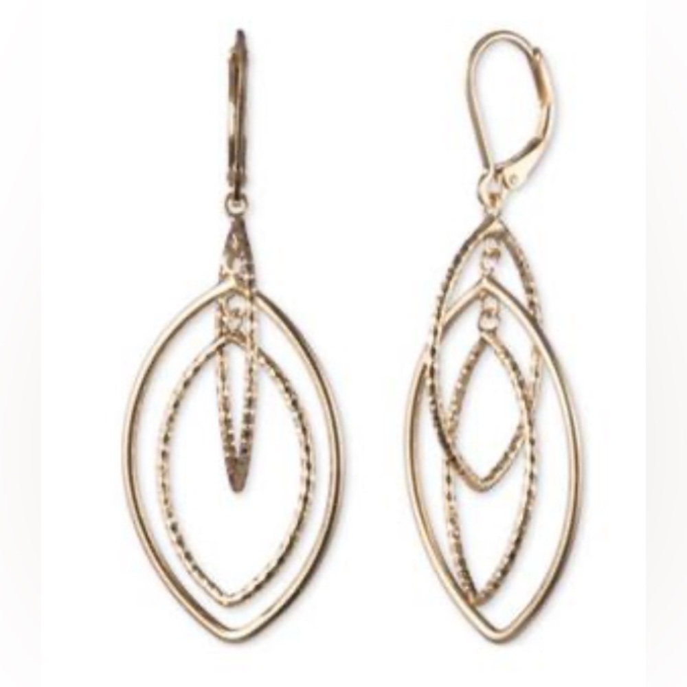 NWT Anne Klein Gold-tone Textured Orbital Drop Earrings - Gold